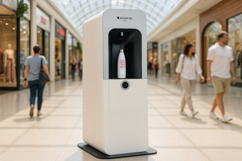 Fontaine ERP dans un centre commercial caennais